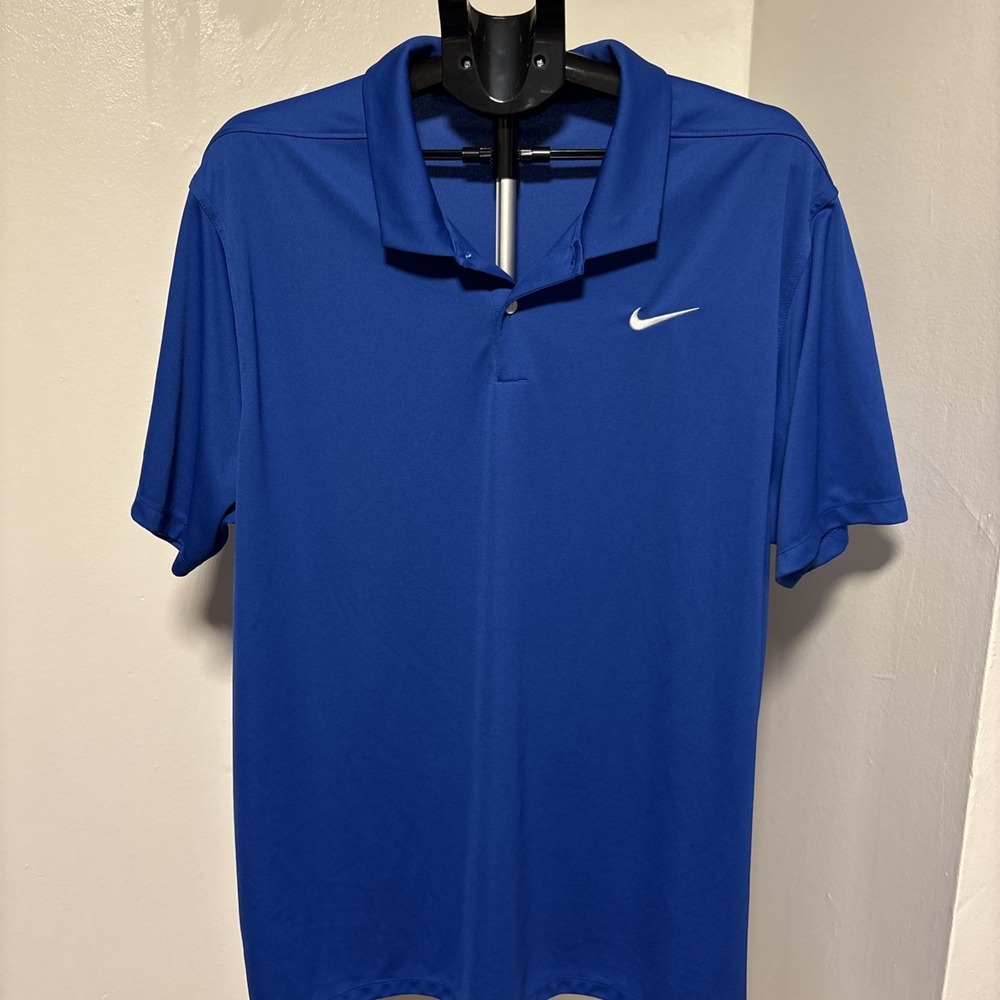 Nike Golf Polo Shirt Mens 2XL Blue Color Dri Fit Performance Short Sleeve